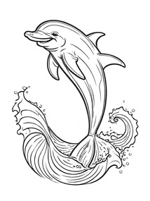 Dolphin Leaping from Waves coloring preview