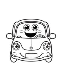 Happy Small Car with Big Eyes coloring preview