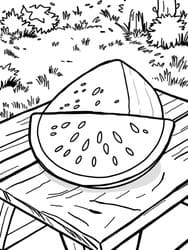Watermelon Slice on Picnic Table