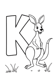 Kangaroo Hopping by Letter K coloring preview