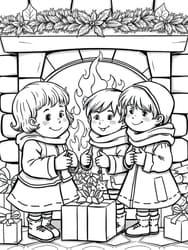 Children with Gifts by Cozy Fire coloring preview