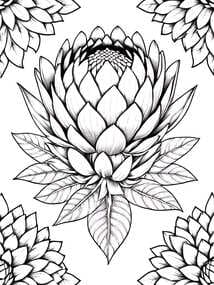 King Protea Flower coloring preview