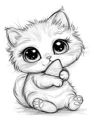 Kitten Licking Giant Lollipop coloring preview