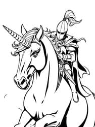 Knight on Majestic Unicorn coloring preview