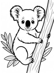 Koala Clinging to Eucalyptus Tree coloring preview