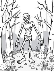 Zombie Trudging Through Woods coloring preview