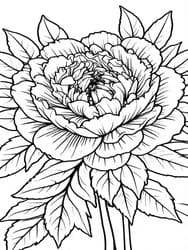 Full Peony Bloom and Foliage