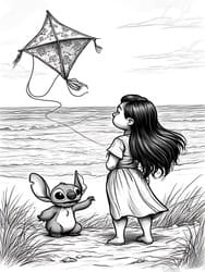 Lilo and Stitch Flying Kite coloring preview