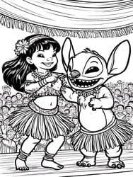 Lilo and Stitch Hula Dance coloring preview