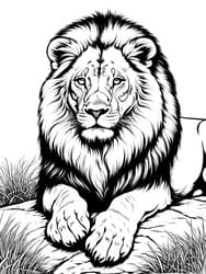 Lion Resting on Savannah Rock coloring preview