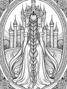 Maiden Before Majestic Castle coloring preview