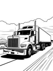 Free printable Semi-Truck on Mountain Highway