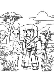 Llama with Armored Explorer Printable Page