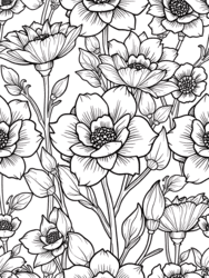 Peonies with Stems and Buds coloring preview