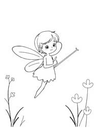 Fairy Girl with Wings and Flowers