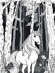 Unicorn in Enchanted Forest