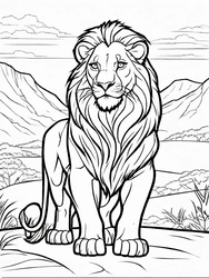 Simba Overlooking Vast Savannah coloring preview