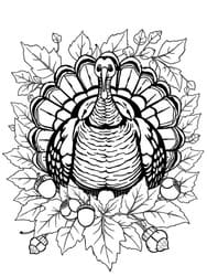 Majestic Autumn Turkey in Leaves