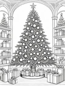Christmas Tree in Ornate Hall coloring preview