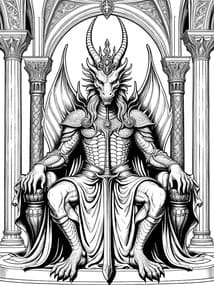 Dragon King on Throne coloring preview