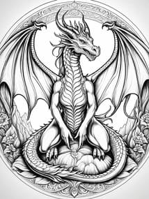 Majestic Guardian Dragon coloring preview