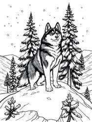 Husky on Snowy Hill