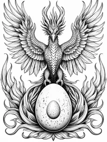 Phoenix Rising from Flames coloring preview