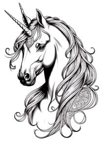 Unicorn Head with Mandala Patterns coloring preview