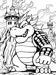 Bowser Dominating Castle Fortress coloring preview
