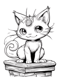Meowth Posing on Pedestal coloring preview