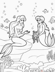 Mermaid and Merman Sharing Flowers