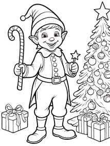 Elf Holding Star Wand Printable Page