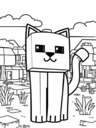 Stray Cat in Town Square Coloring Page