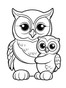 Mommy Hugging Baby Owl coloring preview