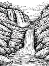 Multi-Tiered Waterfall coloring preview