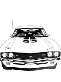 American Muscle Car Front View coloring preview