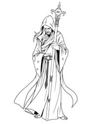 Hooded Wizard Holding Staff