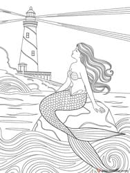 Mermaid Near Coastal Lighthouse