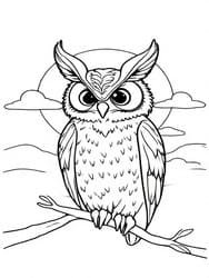 Owl Perched Before Full Moon coloring preview