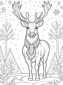 Reindeer in Patterned Scarf Printable Page