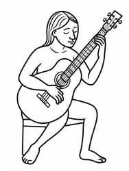 Free printable Nude Woman Strumming Guitar