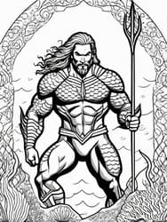 Aquaman Brandishing Trident coloring preview