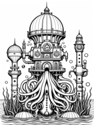 Octopus Tower with Clock Domes coloring preview