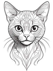 Intricate Ornamental Cat Face Mandala Printable Page