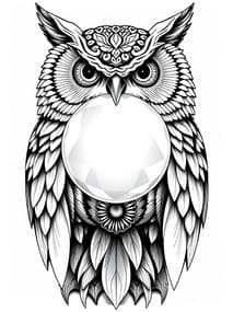 Ornate Owl with Crystal Moon coloring preview