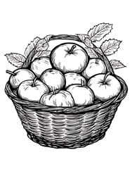 Basket of Fresh Apples coloring preview