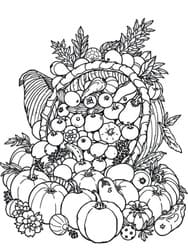 Overflowing Cornucopia of Harvest Fruits