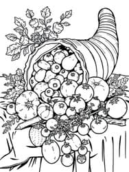 Cornucopia of Fruits and Veggies coloring preview