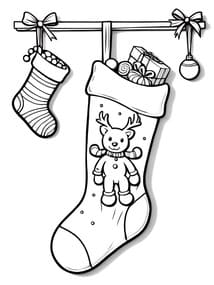 Stockings with Toys and Treats Coloring Page