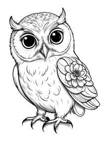 Owl with Flower on Wing coloring preview